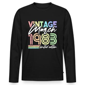 Vintage Mars 1983 Anniversaire Design pour Femmes - T-shirt manches longues Premium bio Homme - noir - Devant - Nico (187cm)