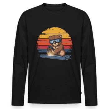 Teddybär Schweißer schweißen Stahlbau Metallbau - Männer Premium Bio Langarmshirt - Schwarz - Vorne - Nico (187cm)