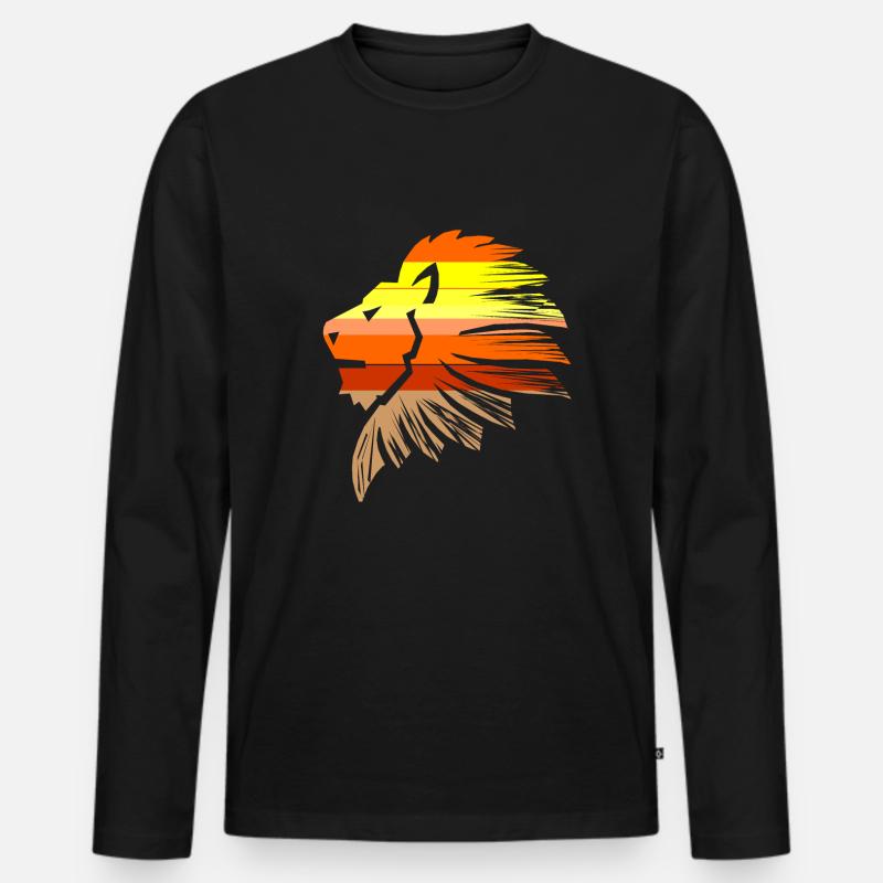 Löwe - Männer Premium Bio Langarmshirt - Schwarz