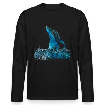 watercolor whale - Männer Premium Bio Langarmshirt - Schwarz - Vorne - Nico (187cm)