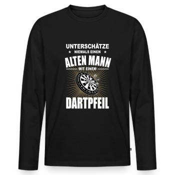 Darts Dartpfeil Alter Mann Opa Vater Rentner Dart - Männer Premium Bio Langarmshirt - Schwarz - Vorne - Nico (187cm)