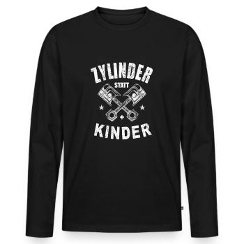 Zylinder Statt Kinder Motor Muscle Car Spruch - Männer Premium Bio Langarmshirt - Schwarz - Vorne - Nico (187cm)