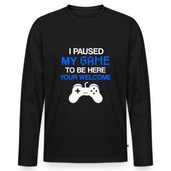 Jeux vidéo sur les jeux vidéo - T-shirt manches longues Premium bio Homme - noir - Devant - Nico (187cm)