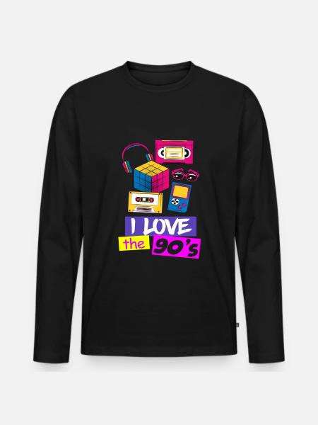 80s 90s 80s 90s - Men's Premium Organic Long Sleeve Shirt - black