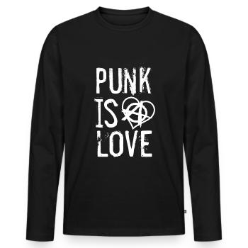Le punk c'est l'amour - T-shirt manches longues Premium bio Homme - noir - Devant - Nico (187cm)