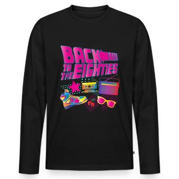80s costume party gift 80s - Men's Premium Organic Long Sleeve Shirt - black - Front - Nico (187cm)