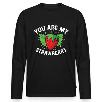 Mon cadeau Strawberry Sweet Person - T-shirt manches longues Premium bio Homme - noir - Devant - Nico (187cm)