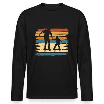 Vater Sohn Skateboard Skateborading Vintage - Männer Premium Bio Langarmshirt - Schwarz - Vorne - Nico (187cm)