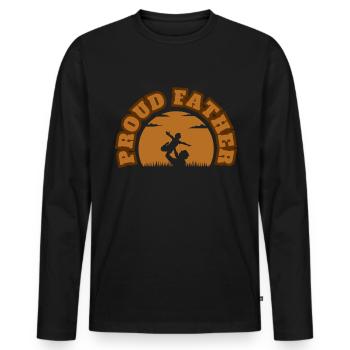 Fier Père Kid Garçon Marron - T-shirt manches longues Premium bio Homme - noir - Devant - Nico (187cm)
