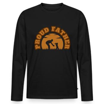 Proud Father Kid Boy Brown - Men's Premium Organic Long Sleeve Shirt - black - Front - Nico (187cm)