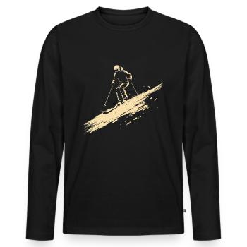 Ski Skifahren Wintersport vintage - Männer Premium Bio Langarmshirt - Schwarz - Vorne - Nico (187cm)