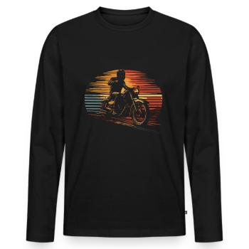 Motorcycle motorcyclist classic vintage - Men's Premium Organic Long Sleeve Shirt - black - Front - Nico (187cm)