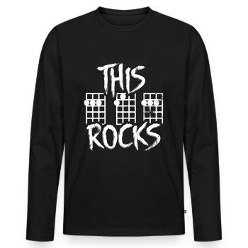 This Guitar Dad Rocks - Men's Premium Organic Long Sleeve Shirt - black - Front - Nico (187cm)