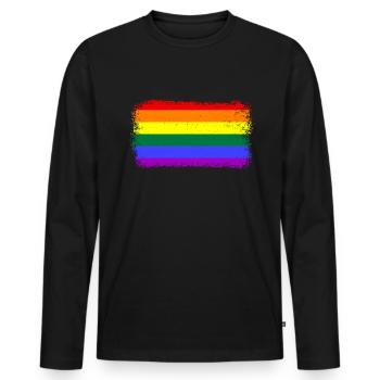 Pride, LGBTQ, cooles Regenbogen Design - Männer Premium Bio Langarmshirt - Schwarz - Vorne - Nico (187cm)
