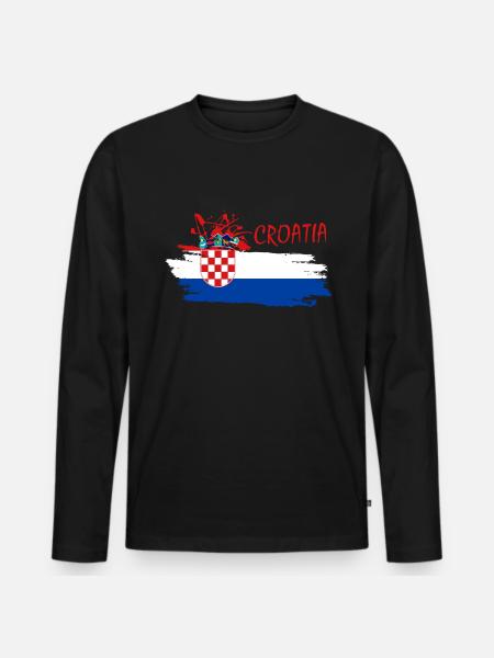 Croatia - Männer Premium Bio Langarmshirt - Schwarz