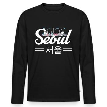 Kpop Seoul Korea South Korea K-Pop Gift Saying - Men's Premium Organic Long Sleeve Shirt - black - Front - Nico (187cm)