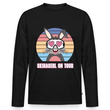 Skihaserl Skifahren Hase Skifahrer Ski Fahrer - Männer Premium Bio Langarmshirt - Schwarz - Vorne - Nico (187cm)