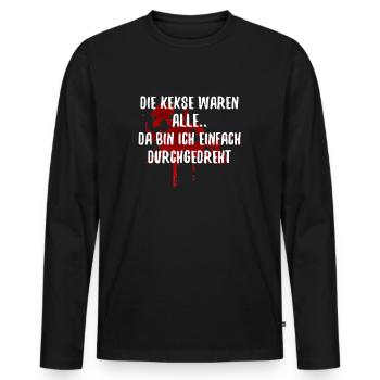 Die Kekse waren alle Lustige Sprüche - Männer Premium Bio Langarmshirt - Schwarz - Vorne - Nico (187cm)