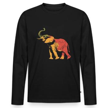 Colorful elephant silhouette in vintage colors - Men's Premium Organic Long Sleeve Shirt - black - Front - Nico (187cm)