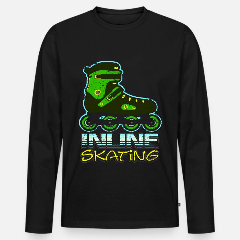 Inline Skates - Männer Premium Bio Langarmshirt - Schwarz