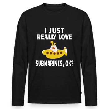 SUBMARINER SUBMARINES : I just really love - Männer Premium Bio Langarmshirt - Schwarz - Vorne - Nico (187cm)