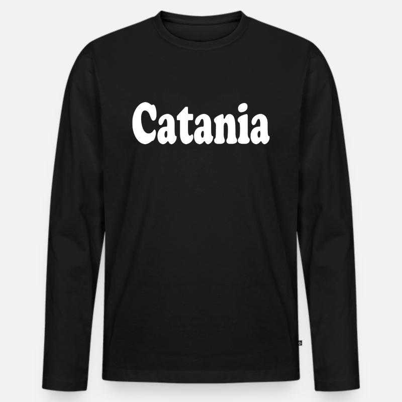Catania - Männer Premium Bio Langarmshirt - Schwarz