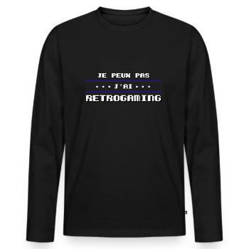 Je peux pas j'ai retrogaming - T-shirt manches longues Premium bio Homme - noir - Devant - Nico (187cm)