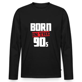 90s - Men's Premium Organic Long Sleeve Shirt - black - Front - Nico (187cm)