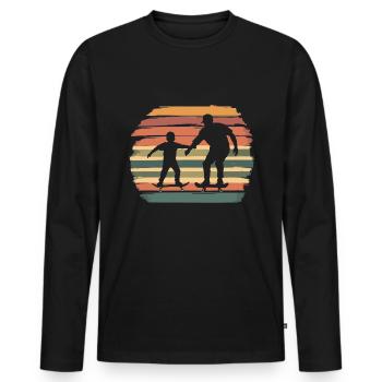 Vater Sohn Skateboard Skateborading Vintage - Männer Premium Bio Langarmshirt - Schwarz - Vorne - Nico (187cm)