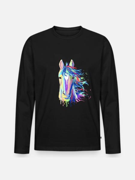 Splash horse gift equestrian riding stallion - Men's Premium Organic Long Sleeve Shirt - black