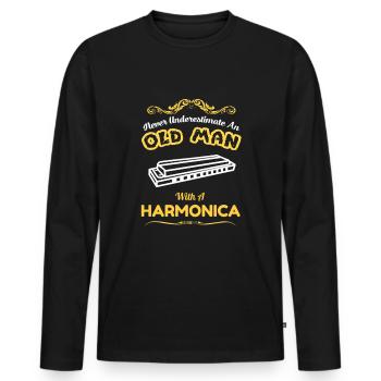 Mundharmonika - Männer Premium Bio Langarmshirt - Schwarz - Vorne - Nico (187cm)