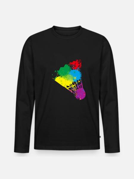 Badminton - Männer Premium Bio Langarmshirt - Schwarz