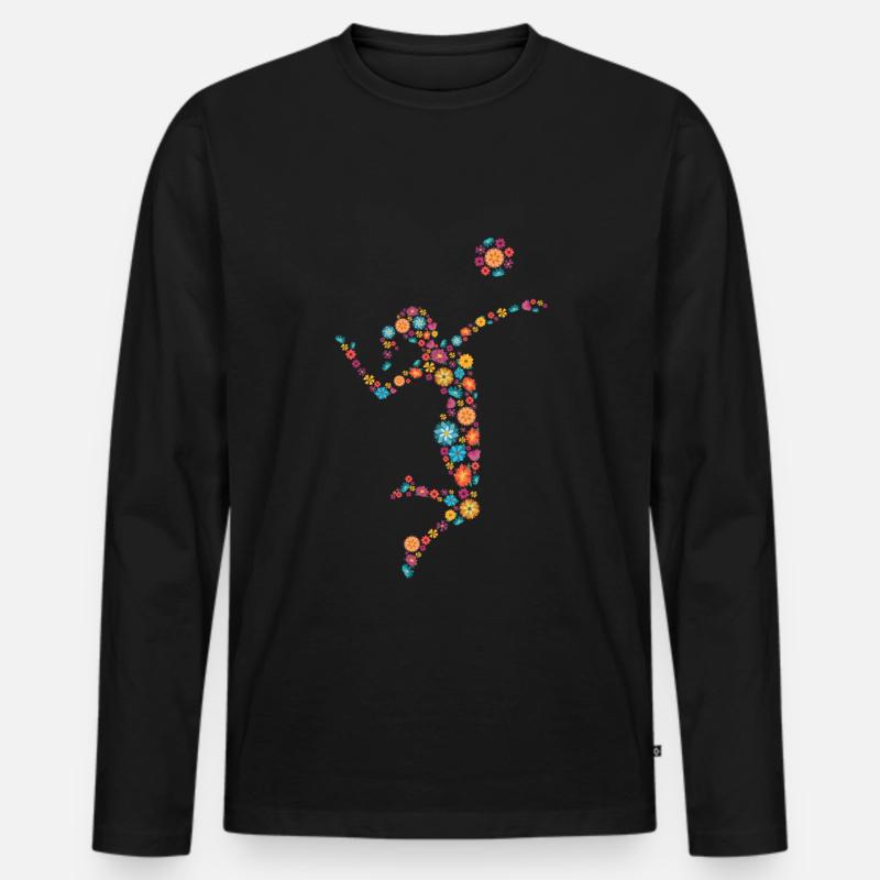 Volleyball Frau oder Mädchen - Männer Premium Bio Langarmshirt - Schwarz