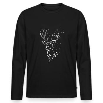 Hirsch - Männer Premium Bio Langarmshirt - Schwarz - Vorne - Nico (187cm)