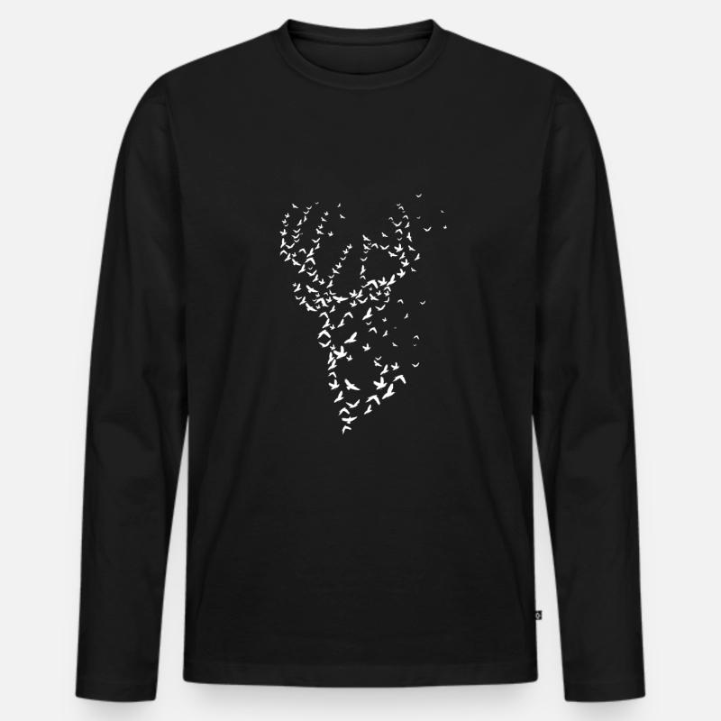 Hirsch - Männer Premium Bio Langarmshirt - Schwarz