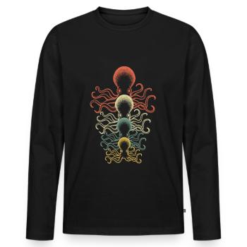Retro Kraken Tintenfisch Oktopus Taucher Geschenk - Männer Premium Bio Langarmshirt - Schwarz - Vorne - Nico (187cm)