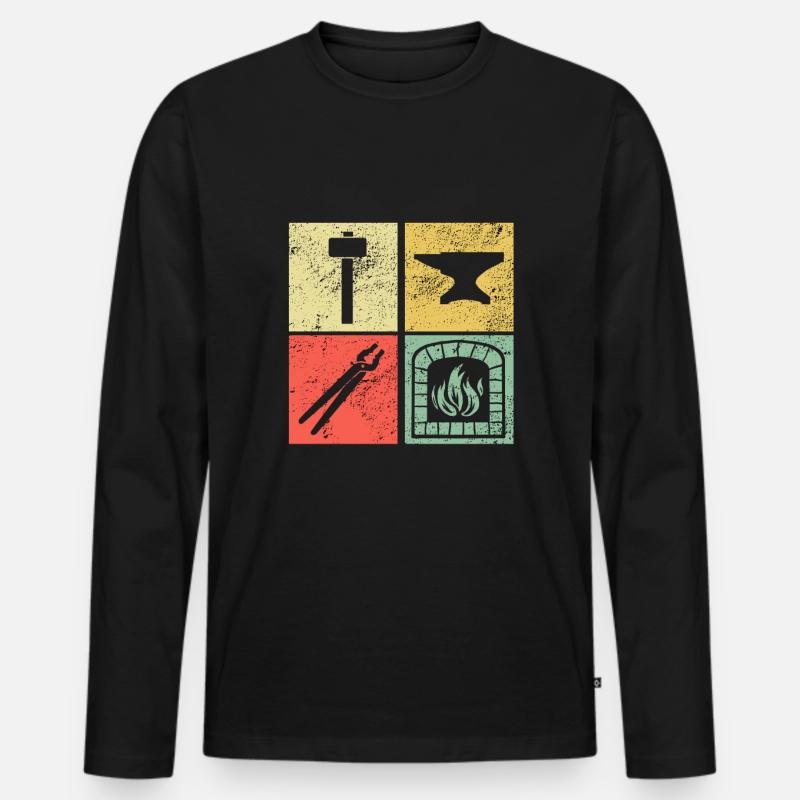 Hufschmied Schmied Geschenk - Männer Premium Bio Langarmshirt - Schwarz