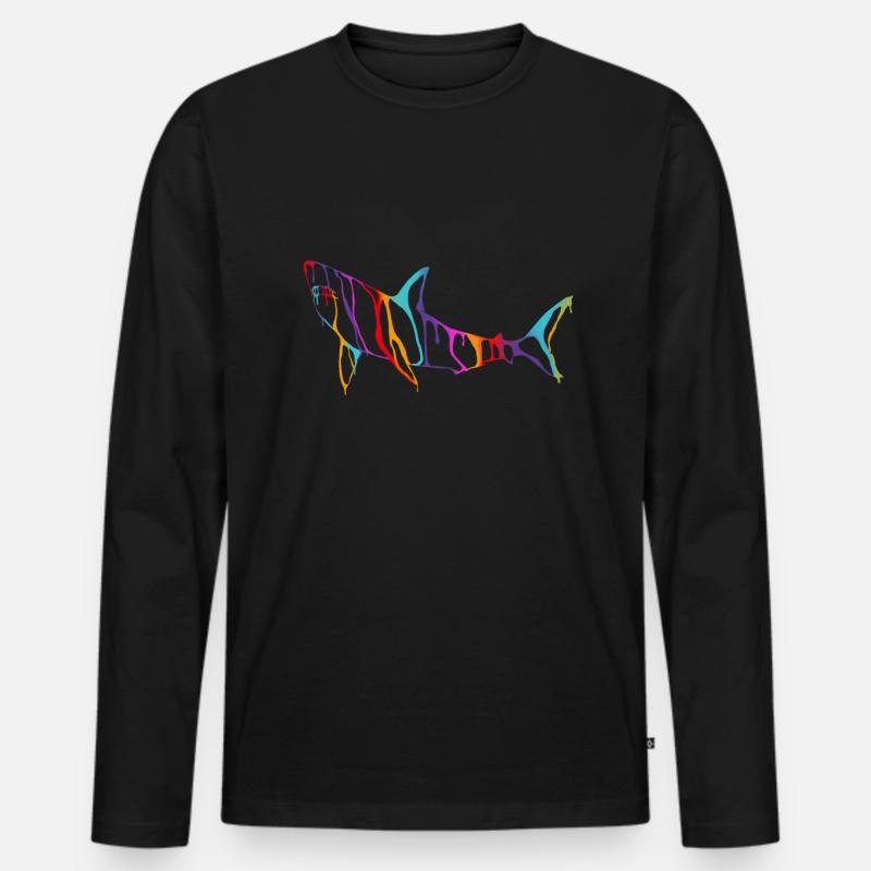 Farbfluss Hai - Männer Premium Bio Langarmshirt - Schwarz