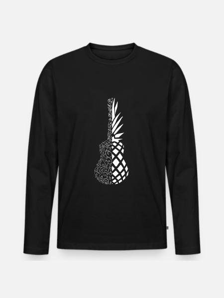 Pineapple Ukulele - Men's Premium Organic Long Sleeve Shirt - black