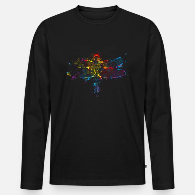 Libelle - Männer Premium Bio Langarmshirt - Schwarz