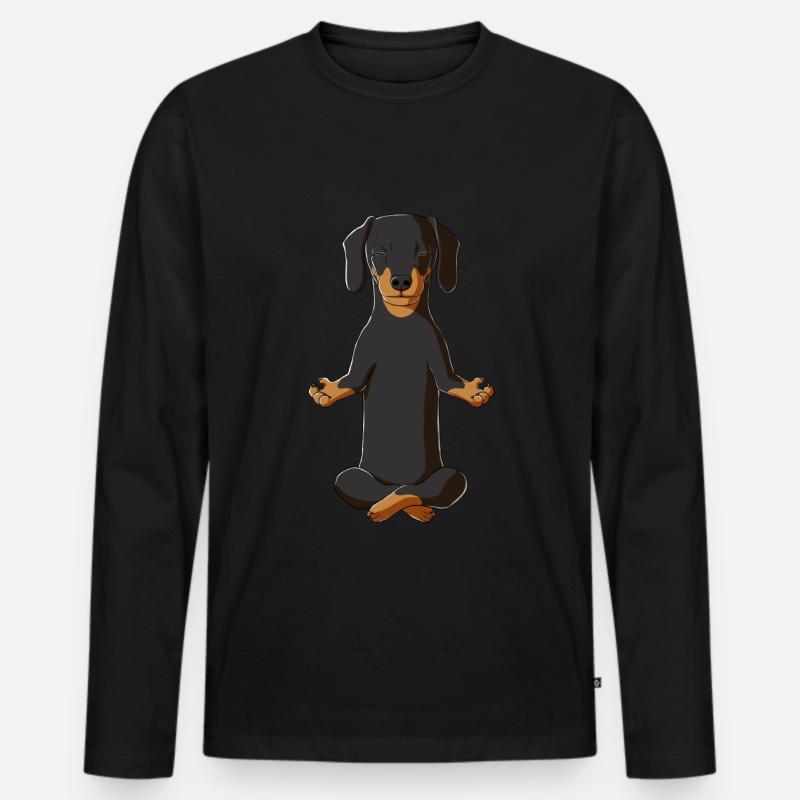 Meditation Dackel - Männer Premium Bio Langarmshirt - Schwarz