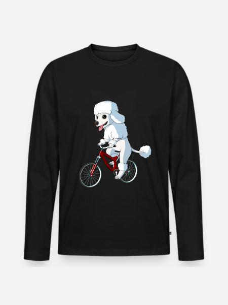 Dog Poodle On A Bicycle - Men's Premium Organic Long Sleeve Shirt - black