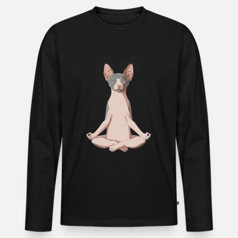Sphynx Katze - Männer Premium Bio Langarmshirt - Schwarz