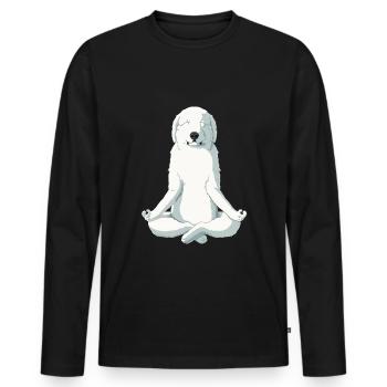 Yoga Great Pyrenees Dog - Men's Premium Organic Long Sleeve Shirt - black - Front - Nico (187cm)