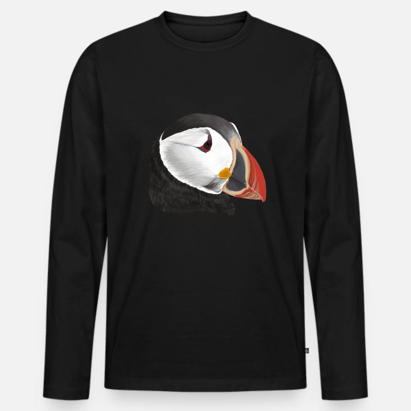 Papageientaucher - Männer Premium Bio Langarmshirt - Schwarz
