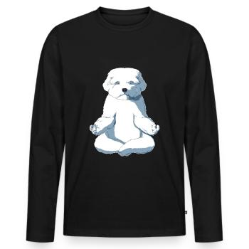 Yoga Maltese Dog - Men's Premium Organic Long Sleeve Shirt - black - Front - Nico (187cm)