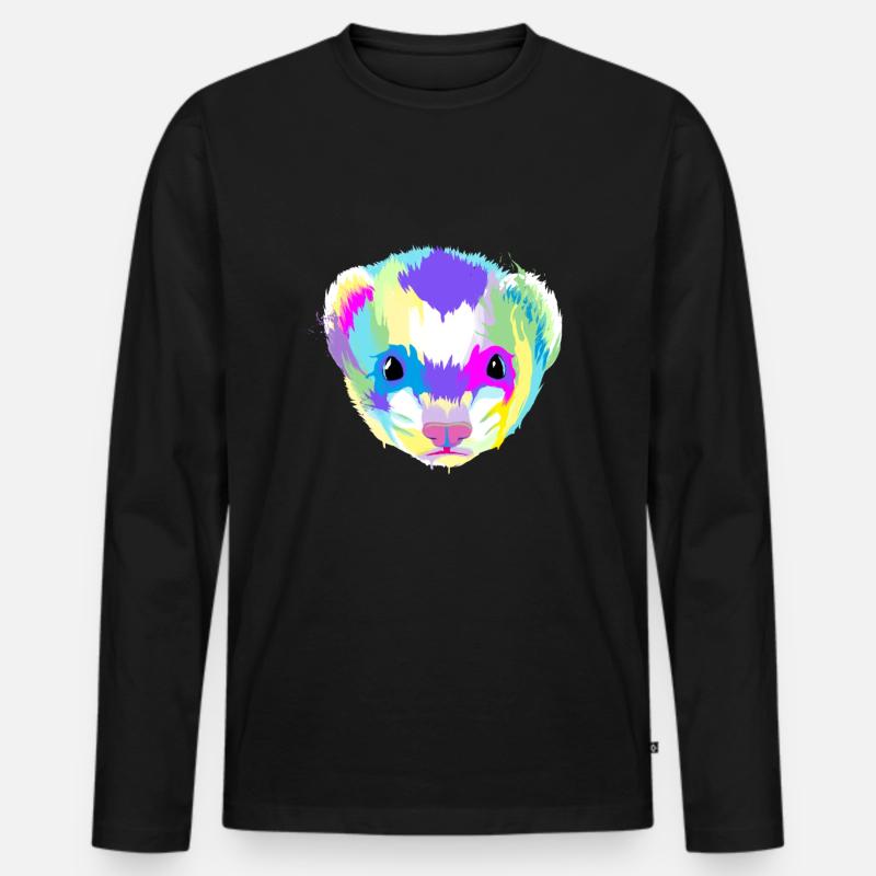 Splash Frettchen - Männer Premium Bio Langarmshirt - Schwarz
