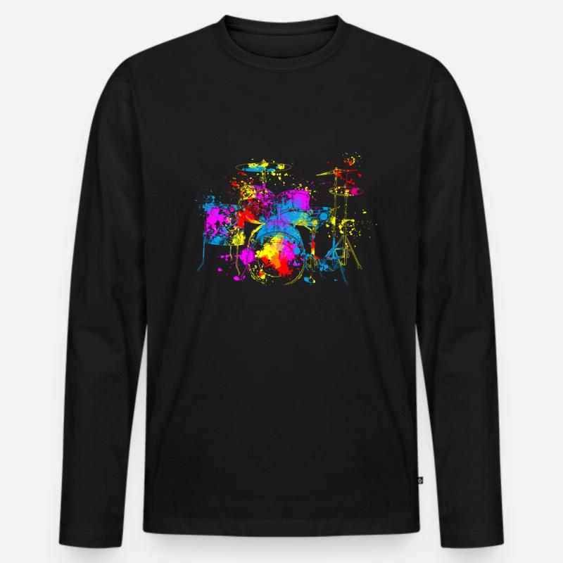 Schlagzeug - Männer Premium Bio Langarmshirt - Schwarz