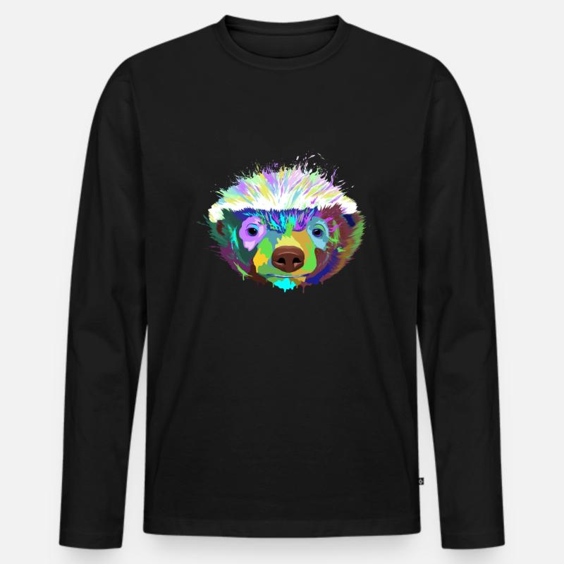 Splash Dachs - Männer Premium Bio Langarmshirt - Schwarz