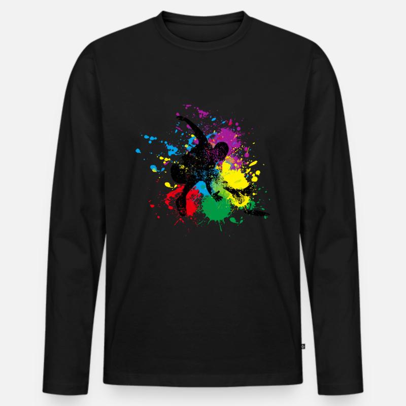 Disc Golf Frisbeescheibe - Männer Premium Bio Langarmshirt - Schwarz